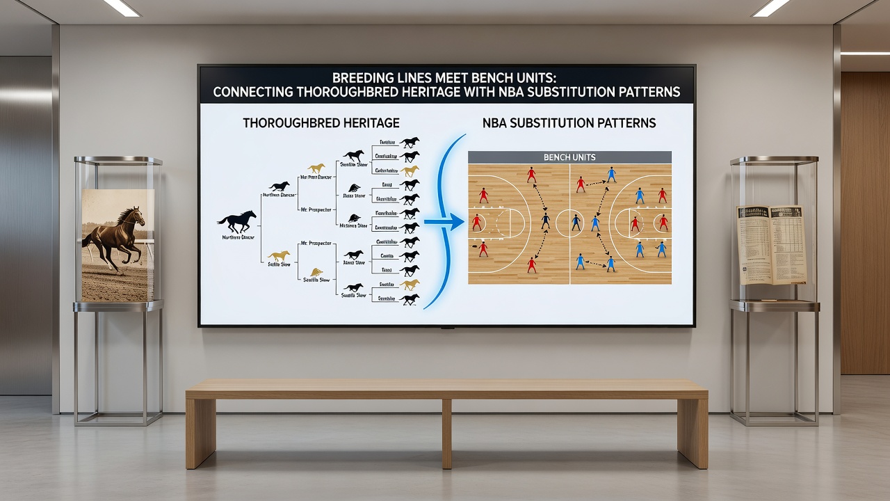 Side-by-side comparison of sire line performance tables and NBA bench unit net rating graphs