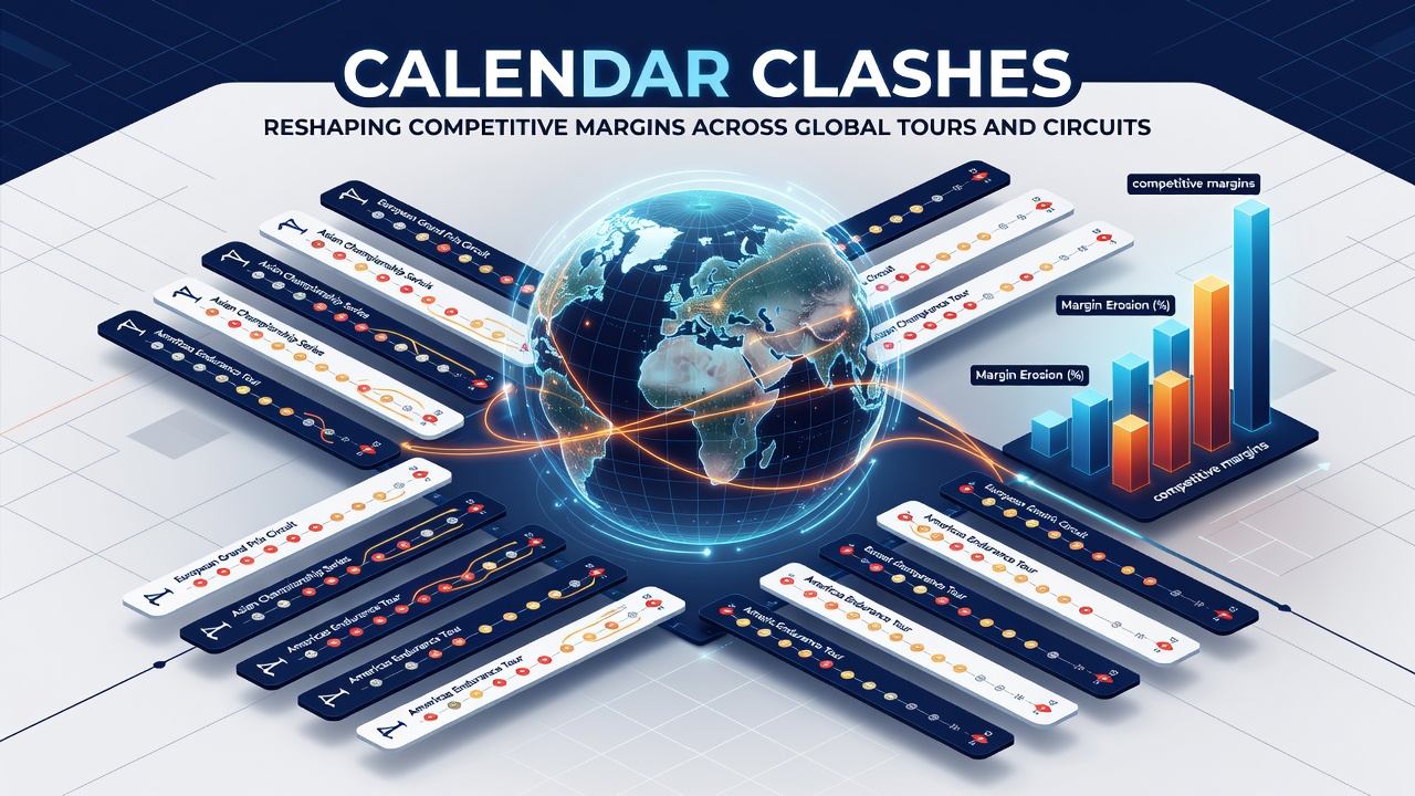 Global sports calendars showing dense event clusters and overlapping dates
