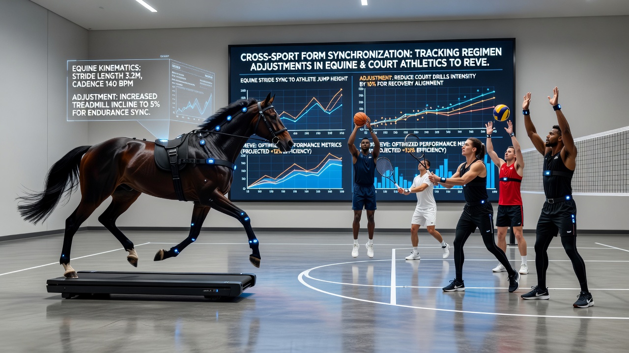 Data visualization of performance correlations between horse racing pace figures and tennis rally lengths during synchronized training cycles