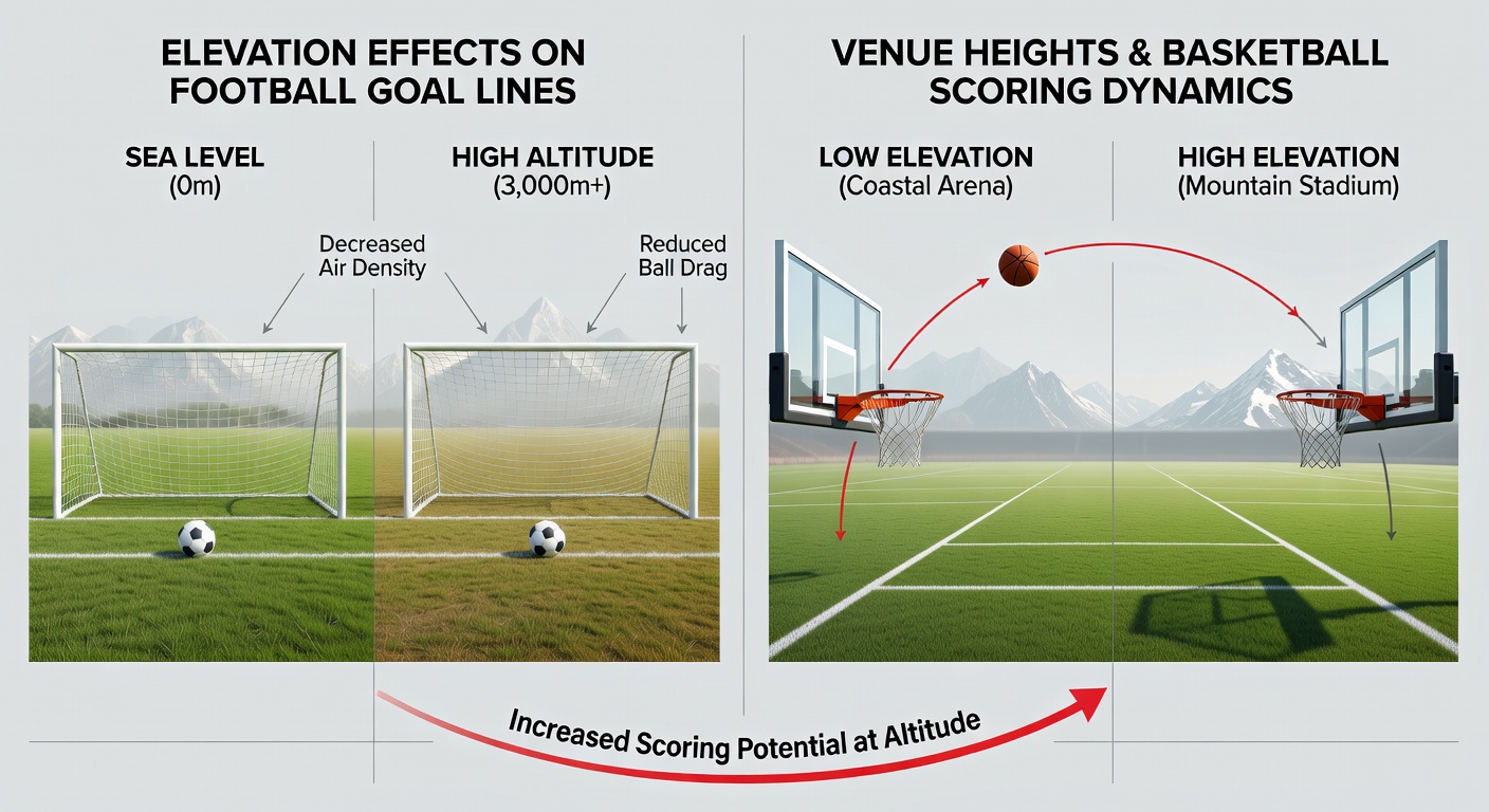 Basketball analytics chart displaying over/under line movements at altitude venues