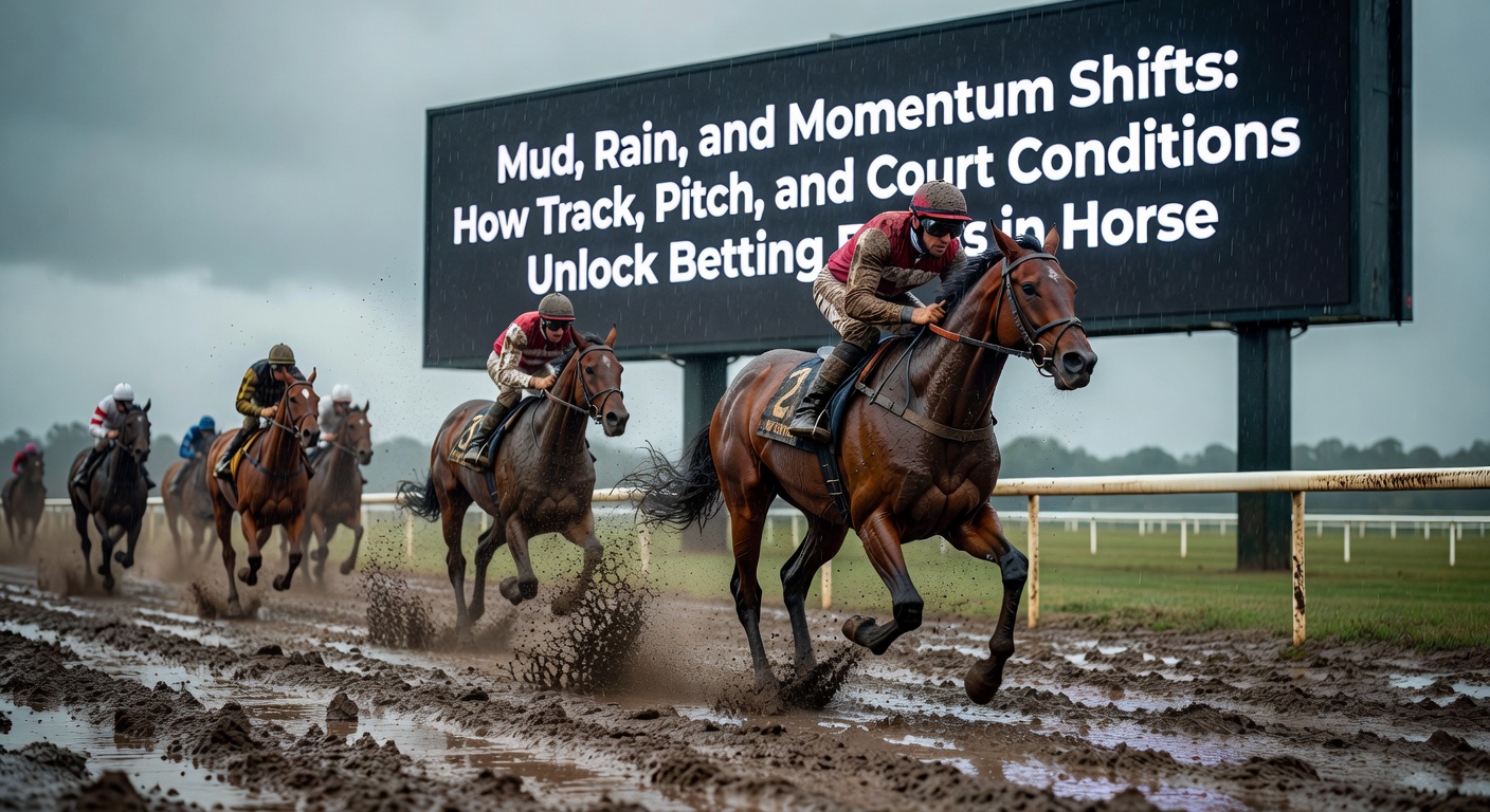 Tennis players battling on a rain-delayed clay court, with visible surface changes and momentum swing evident