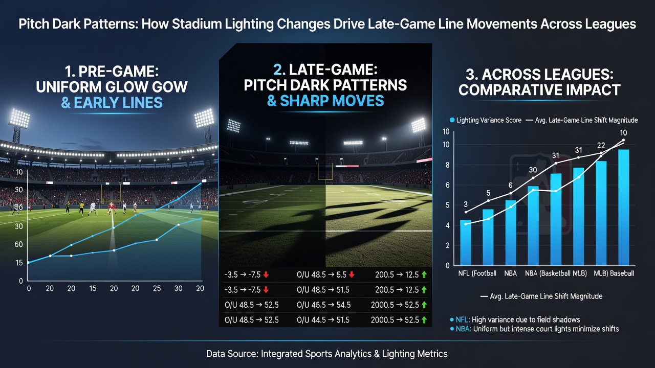 Data visualization of line movement trends correlated with stadium lighting changes