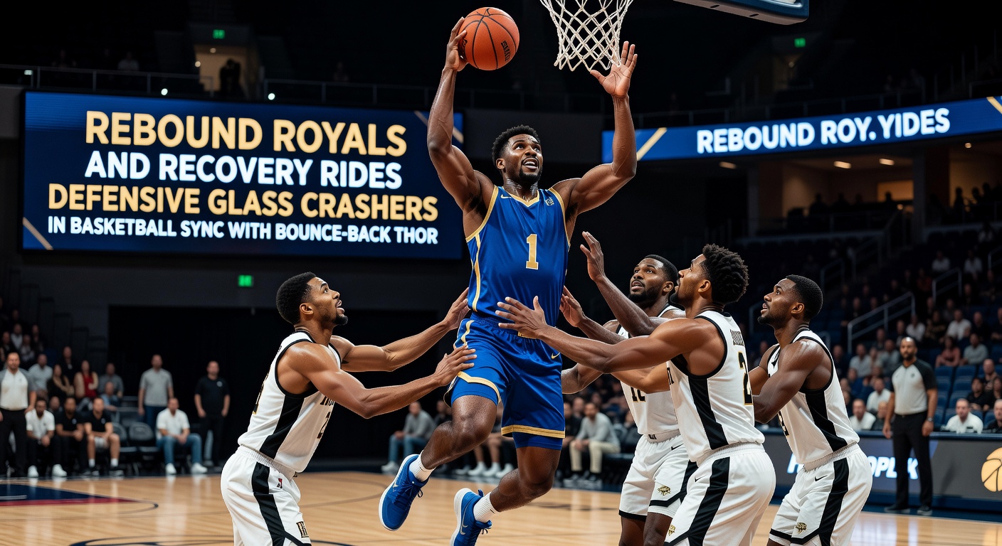 Close-up of a basketball rebound battle under the hoop paired with a horse powering through the final furlong after a slow start