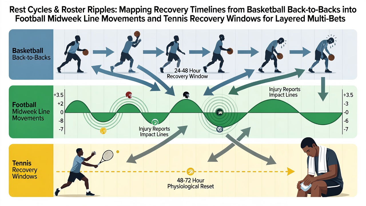 Athletes tracking recovery timelines across basketball, football and tennis schedules