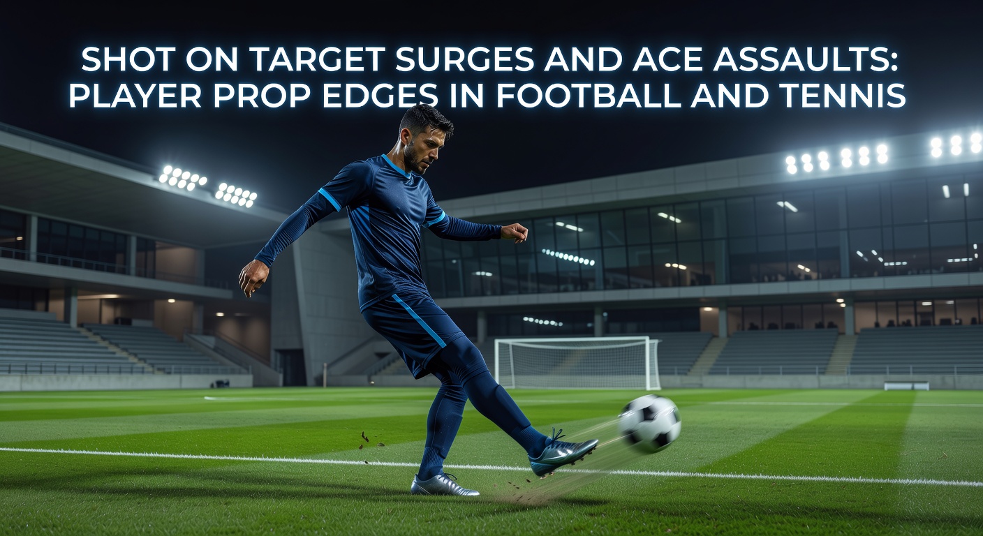 Tennis ace in action at a sun-baked hard court tournament, illustrating server surges in player prop markets