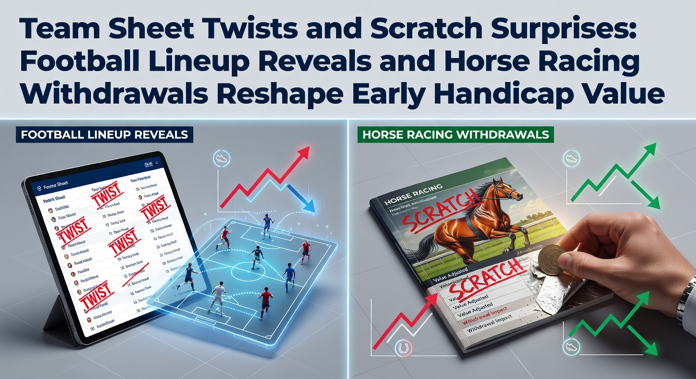 Football manager checking team sheet moments before lineup announcement, with horse racing paddock in background showing last-minute checks