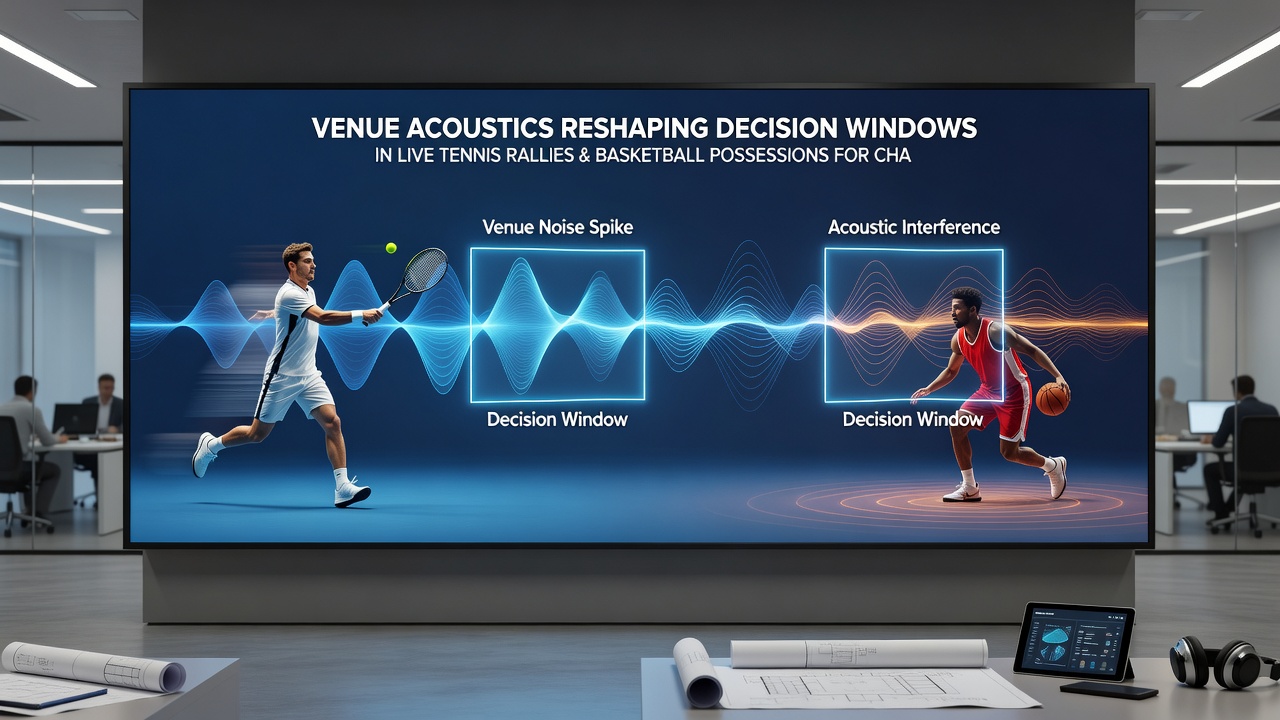 Basketball arena interior showing sound pressure mapping during a possession