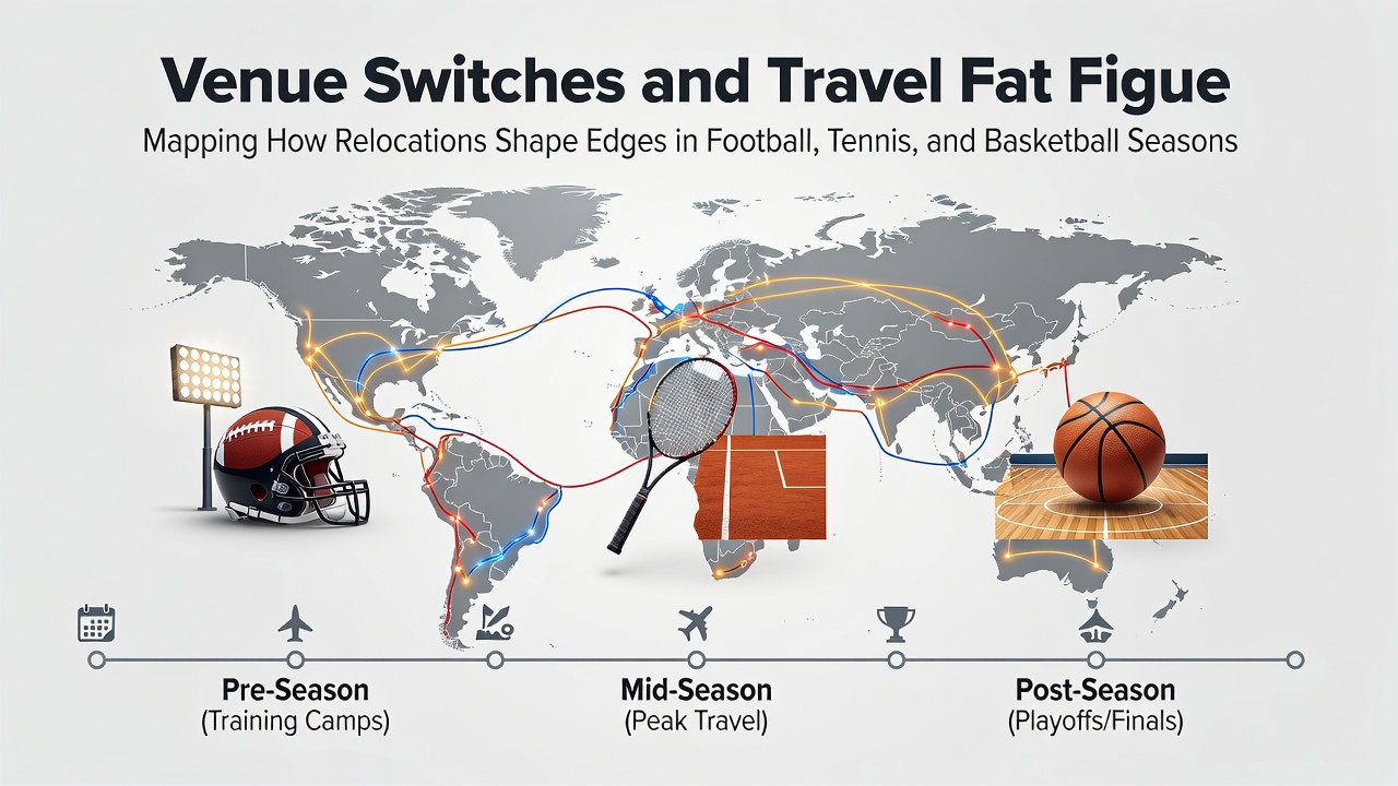 Athletes navigating venue changes across football pitches, tennis courts, and basketball arenas during seasonal transitions